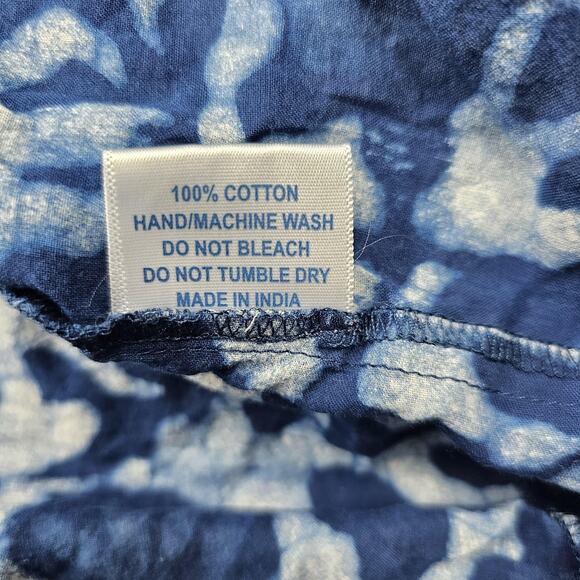 Nila Rubia Dress Womens L/XL Blue Floral Block Print Cotton Relaxed Lagenlook - Picture 5 of 6